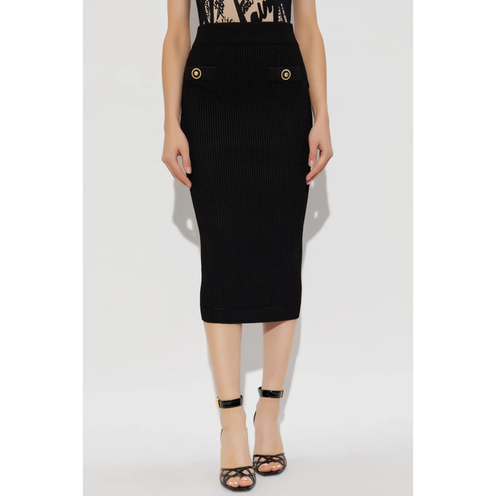 Balmain Kokerrok met zakken Black Dames