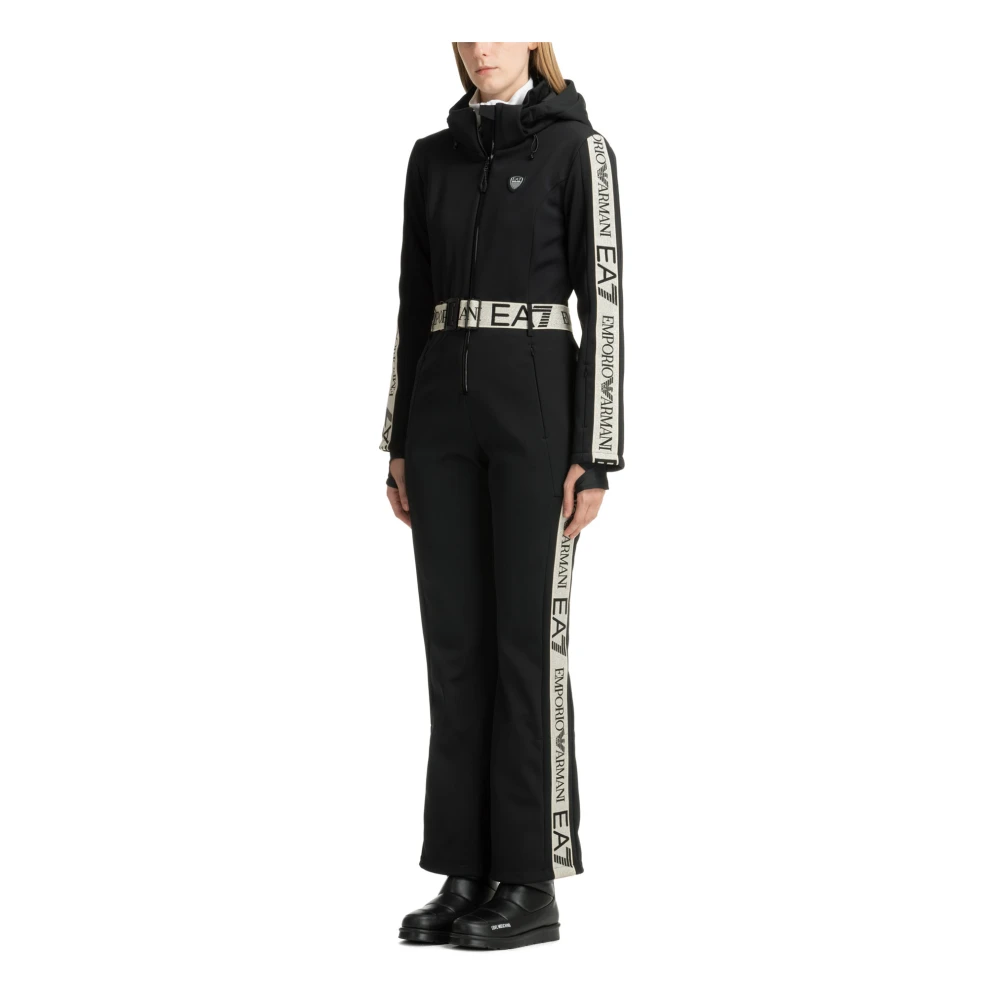 Emporio Armani EA7 Capuchon Rits Ski Suit Multipockets Black Dames