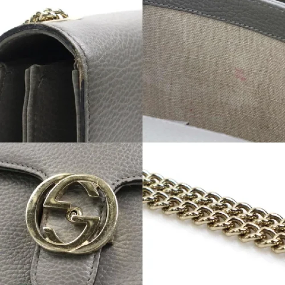 Gucci Vintage Pre-owned Leather shoulder-bags Gray Dames