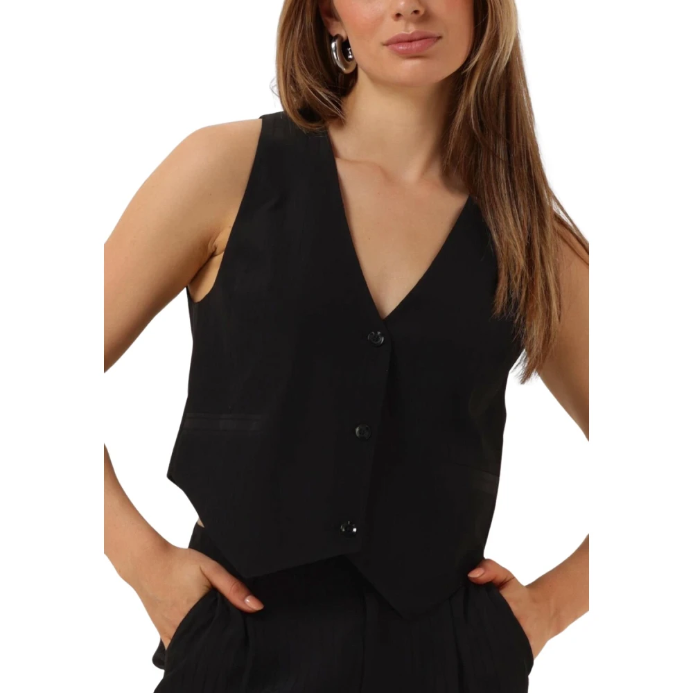 Alix The Label Gestreepte geweven vest Black Dames