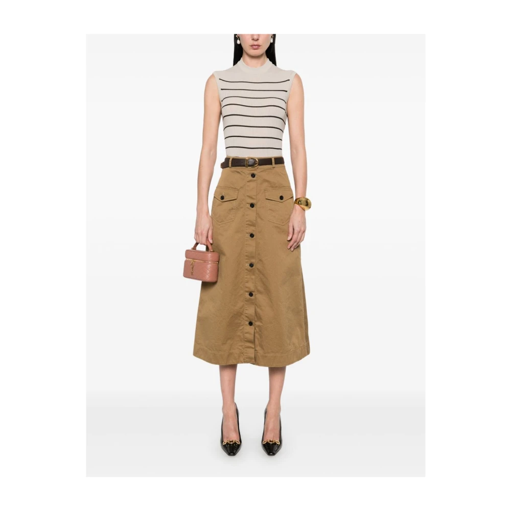 Saint Laurent Bruine A-lijn Rok met Voorzakken Brown Dames