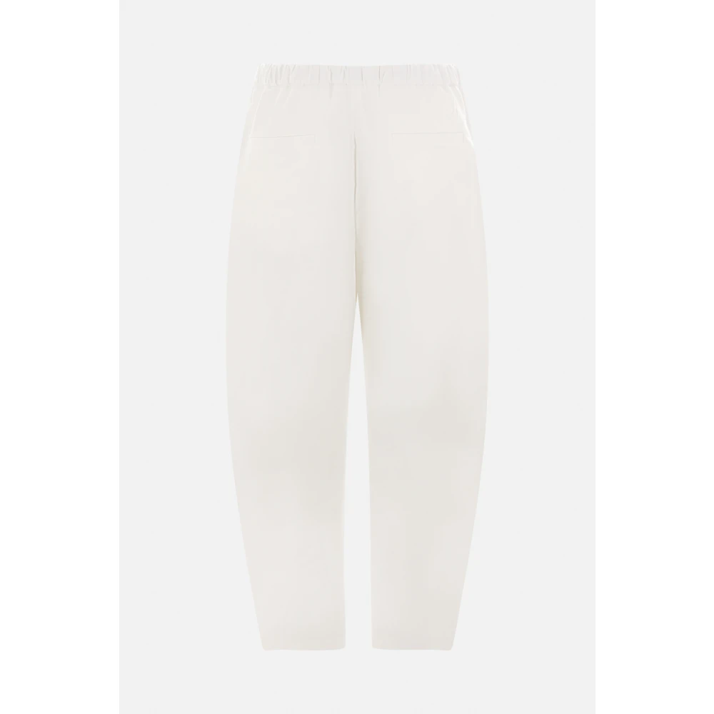 Jil Sander Witte Baggy-Fit Katoenen Broek met JS+ Borduursel White Dames