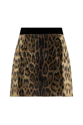 Leopardmönstrad minikjol med paljetter