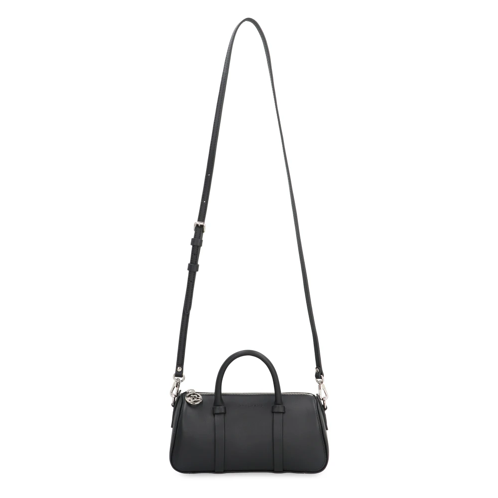 Longchamp Leren handtas met afneembare schouderband Black Dames