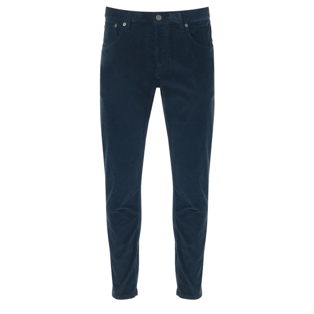 Dondup Blauwe Fluwelen Gestreepte Wortelpasvorm Broek Blue Heren