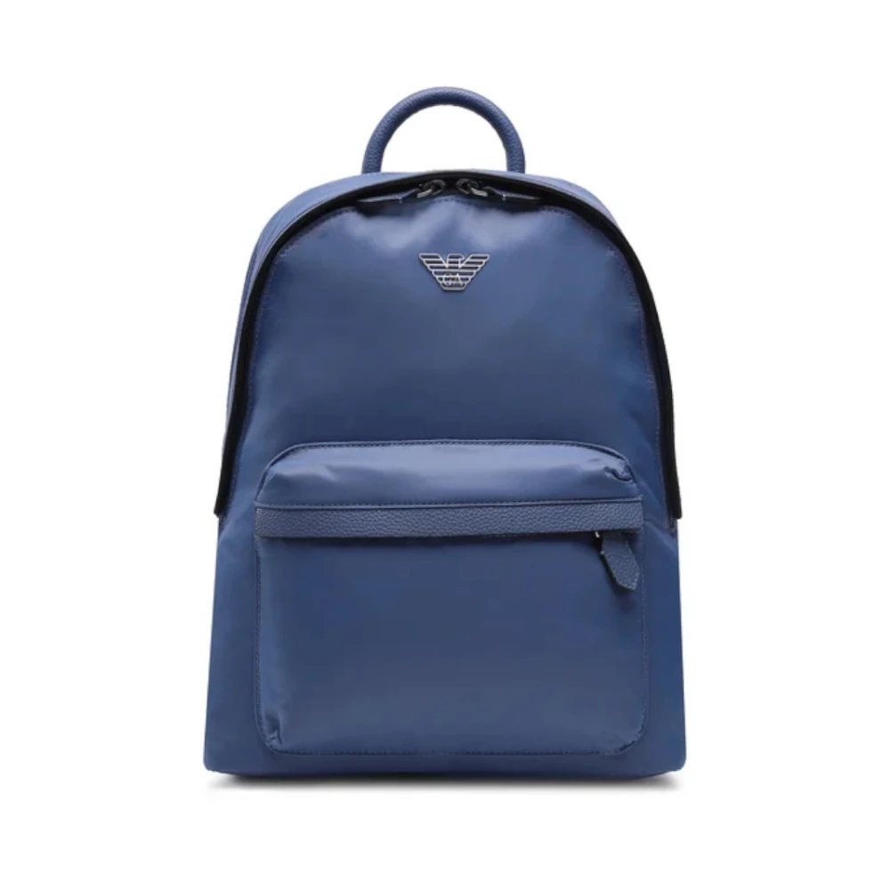 Emporio Armani Mannelijk Blauw Tassen Heren, One Size, Nylon, Asv Nylon Ronde Rugzak