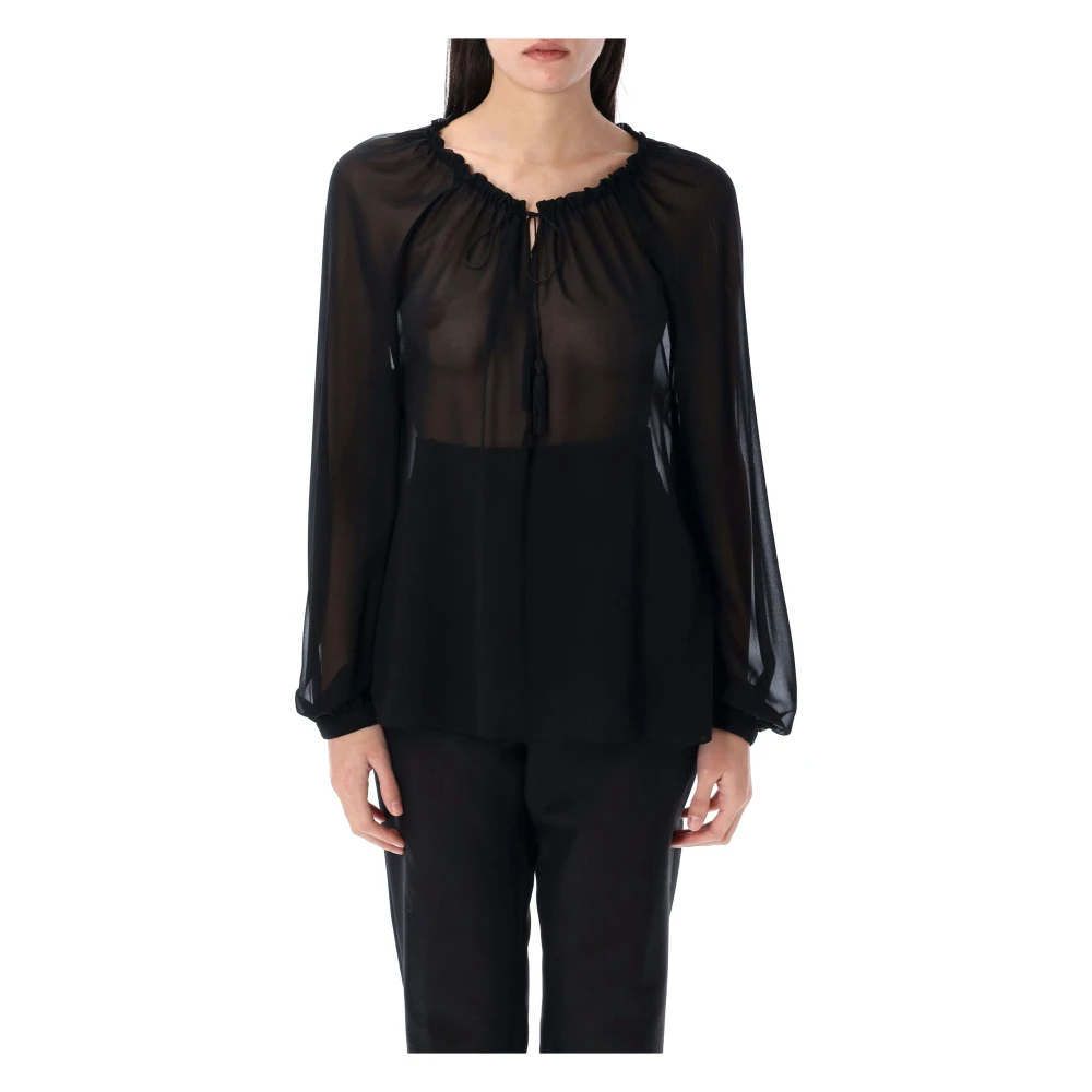 Tom Ford Zijden blouse met trekkoord Black Dames