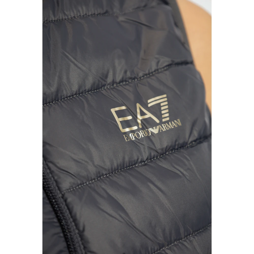Emporio Armani EA7 Gewatteerd vest met capuchon Gray Dames