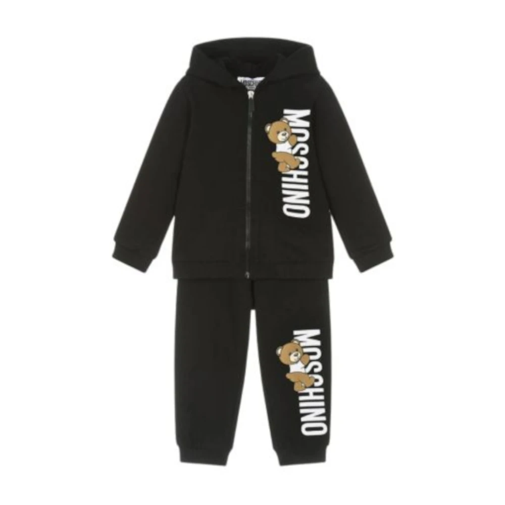 Moschino Unisex Dragkedja Tröja och Byxor Set Black, Pojke