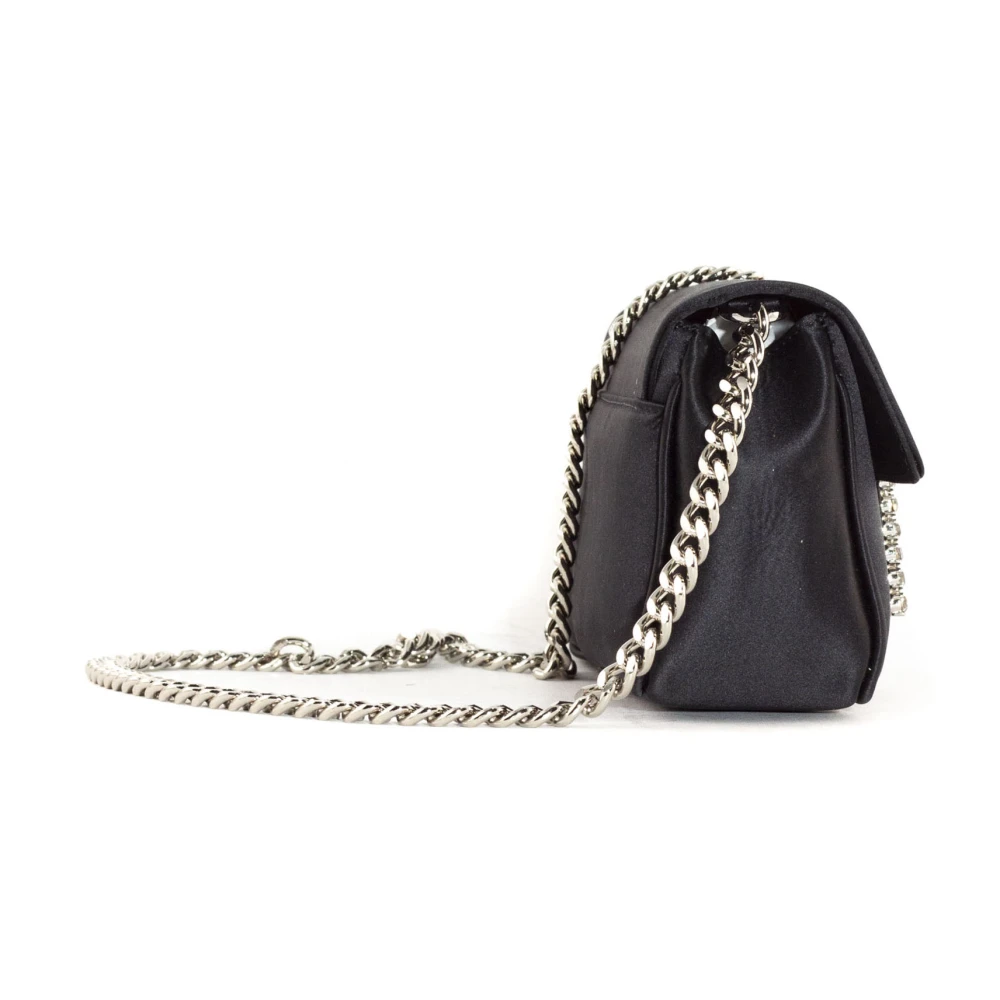 Roberto Festa Zwarte Satijnen Lunette Schoudertas Black Dames