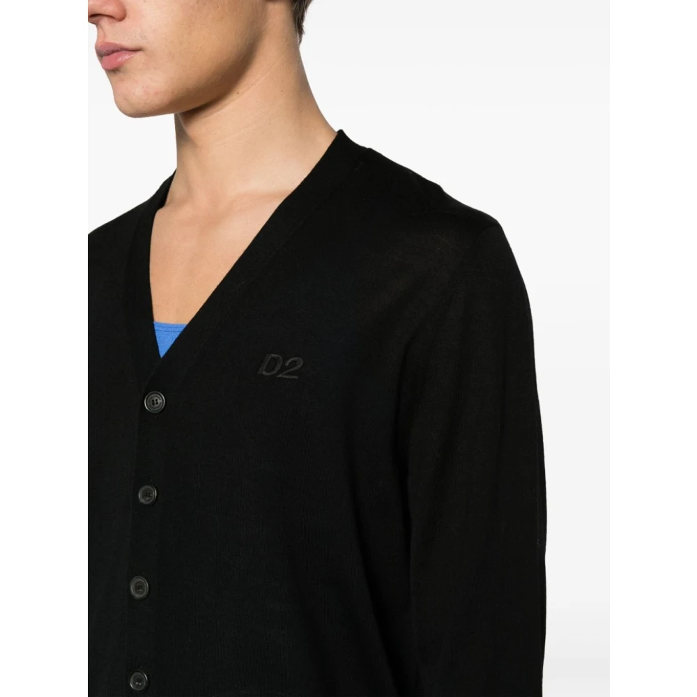 Dsquared2 Zwarte Gebreide Vesten Black Heren