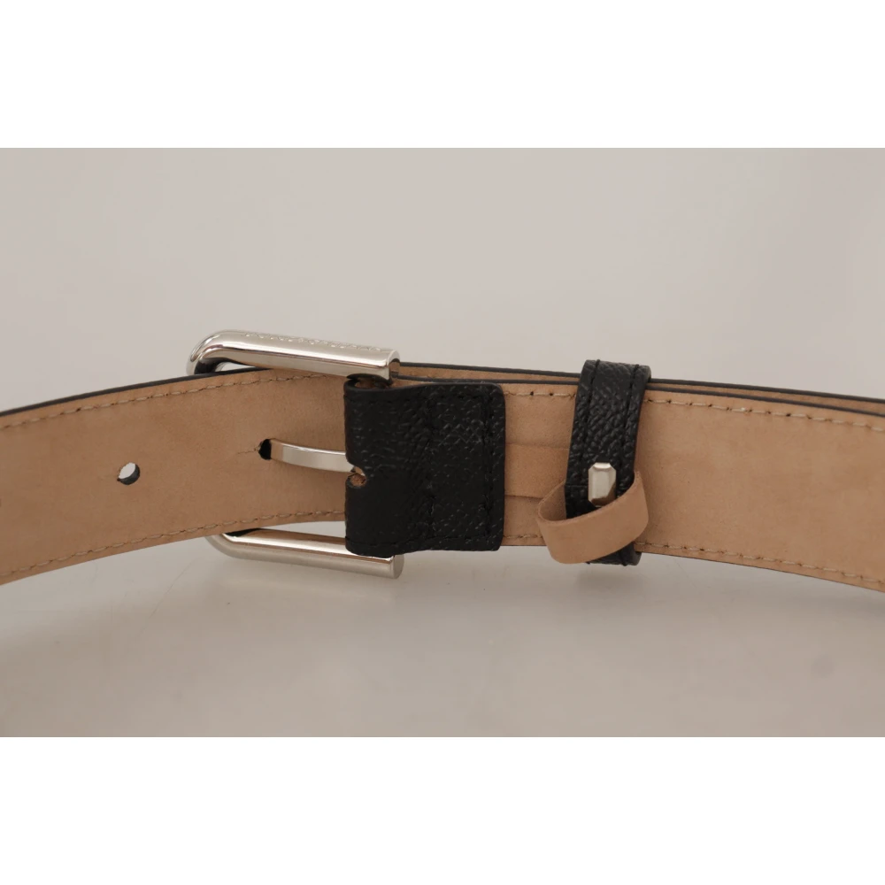 Dolce & Gabbana Zwarte Leren Riem met Metalen Gesp Black Heren