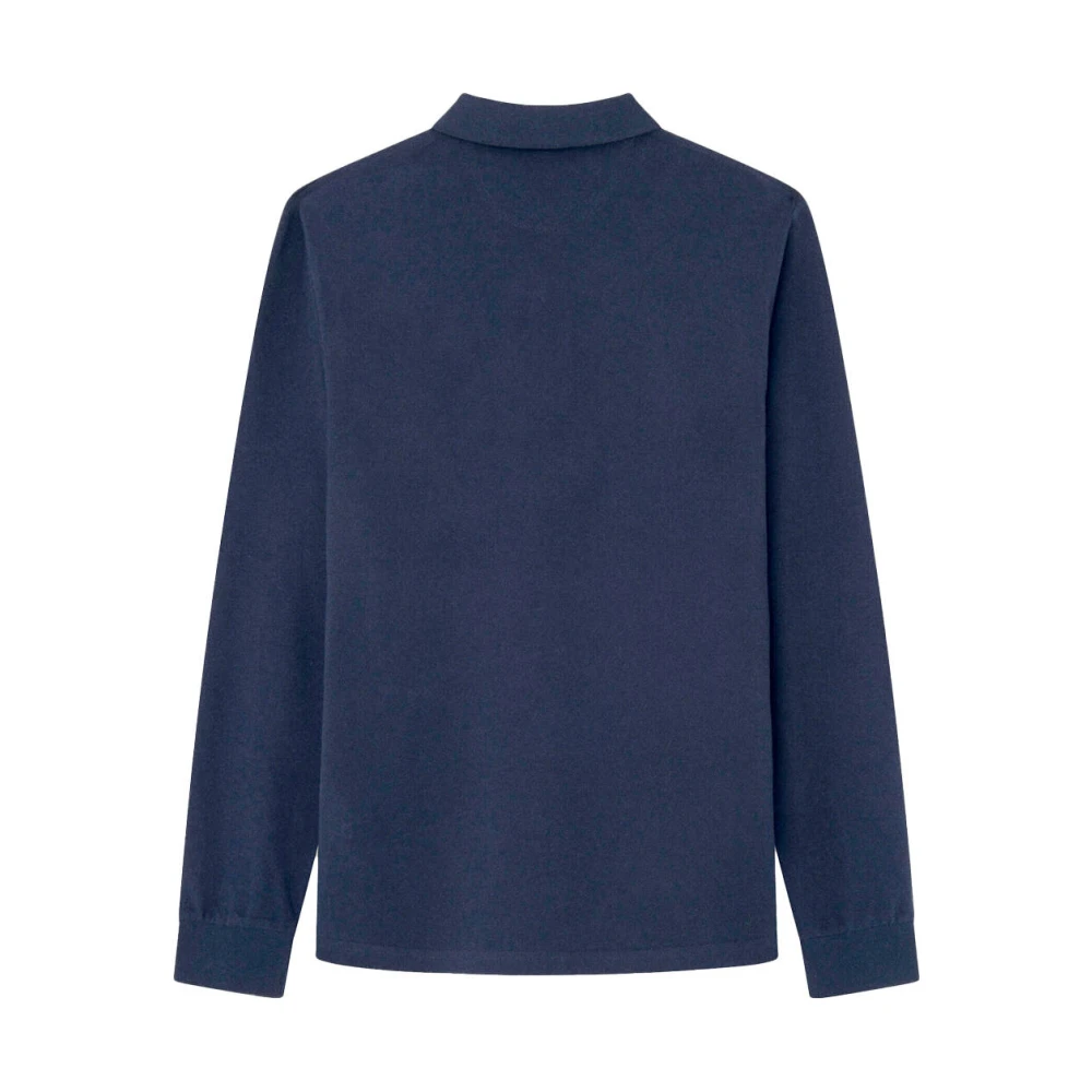 Hackett Lange Mouw Polo Slim Fit Blue Heren