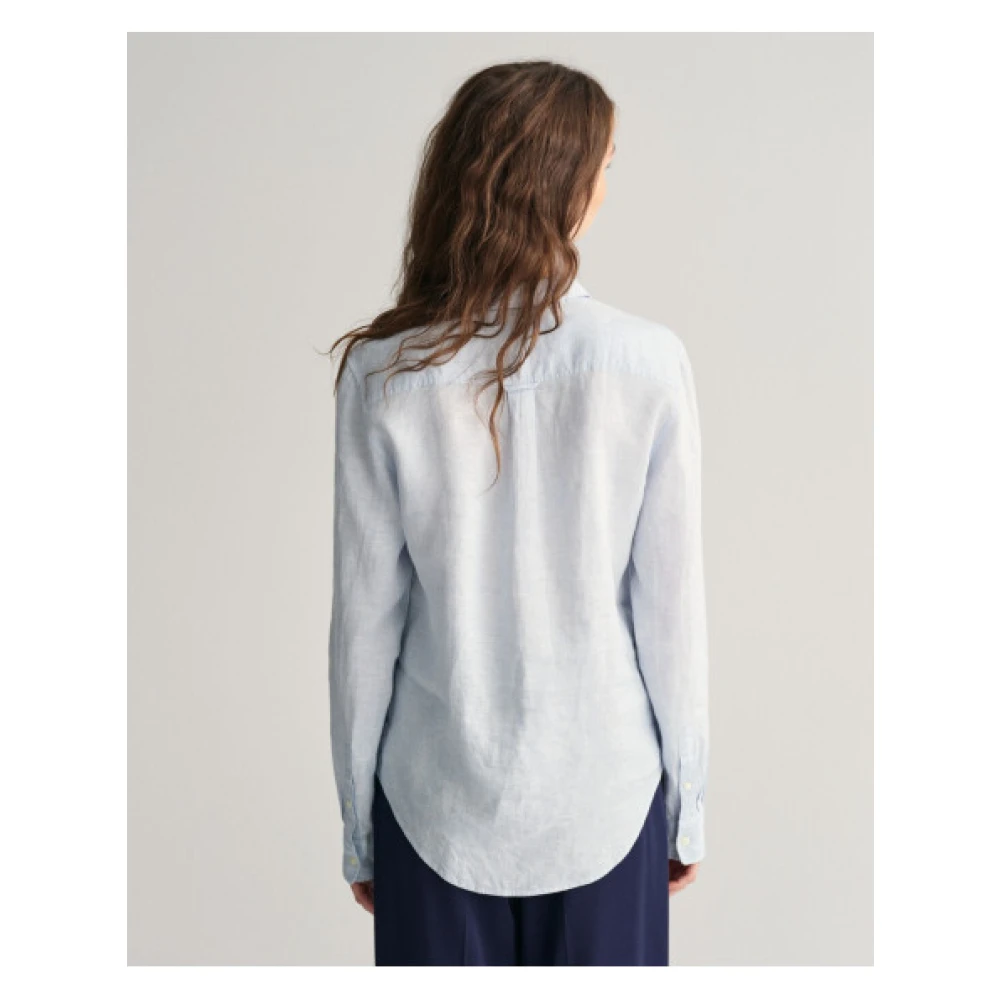 Gant Linnen Chambray Overhemd Blue Dames