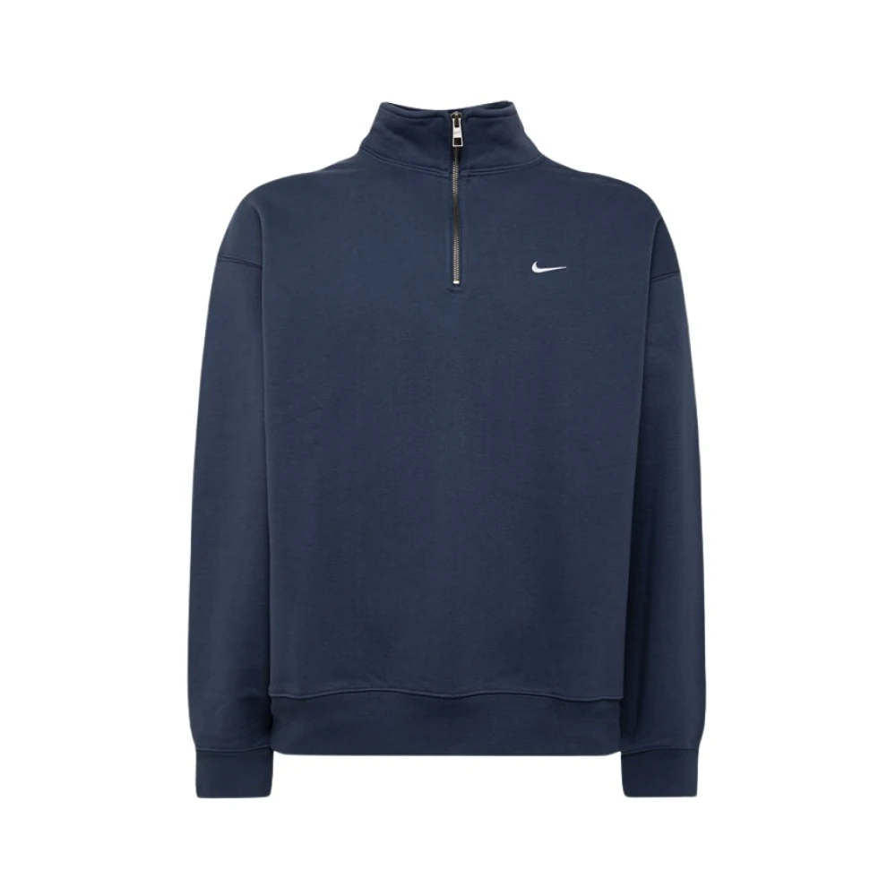 Nike Sweatshirt met Trechterkraag in Effen Kleur Blue Heren