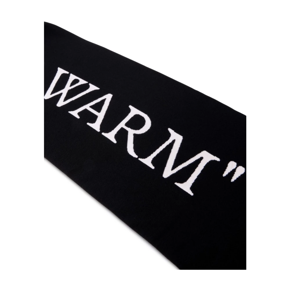 Off White Zwart Wol Gebreide Sjaal Black Dames
