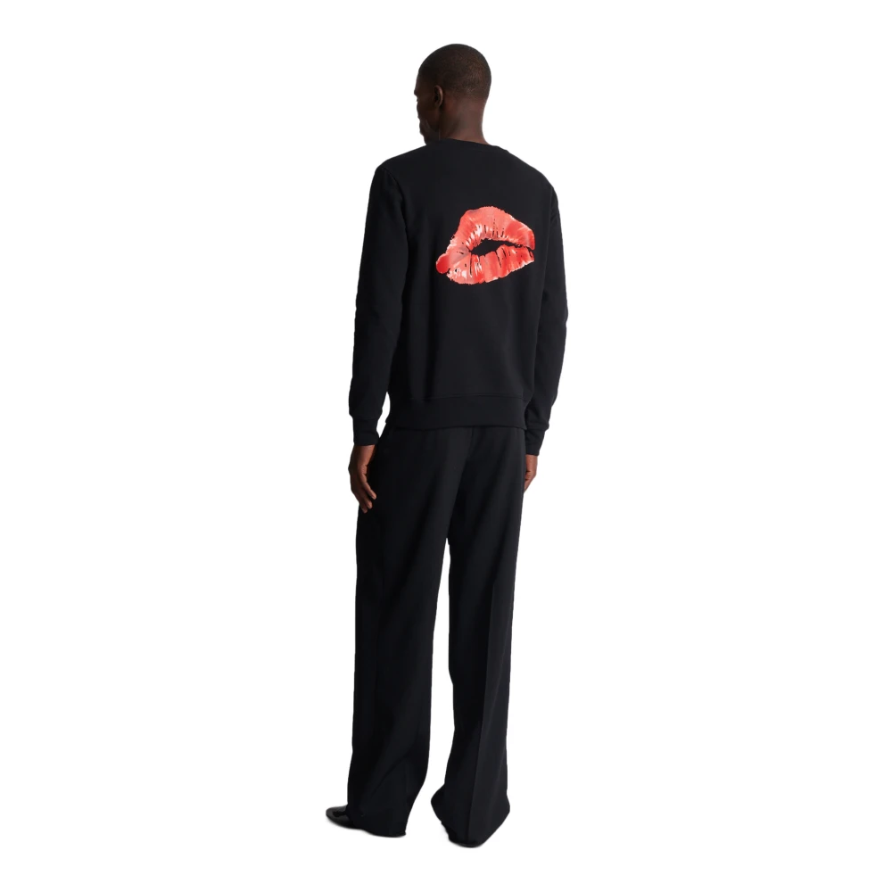 Balmain Sweatshirt met Kiss Print Black Heren