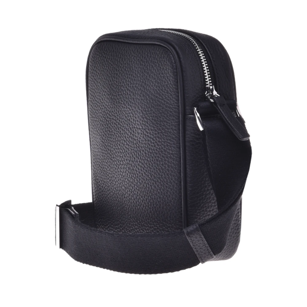 Baldinini Phone holder in black tumbled leather Black Heren