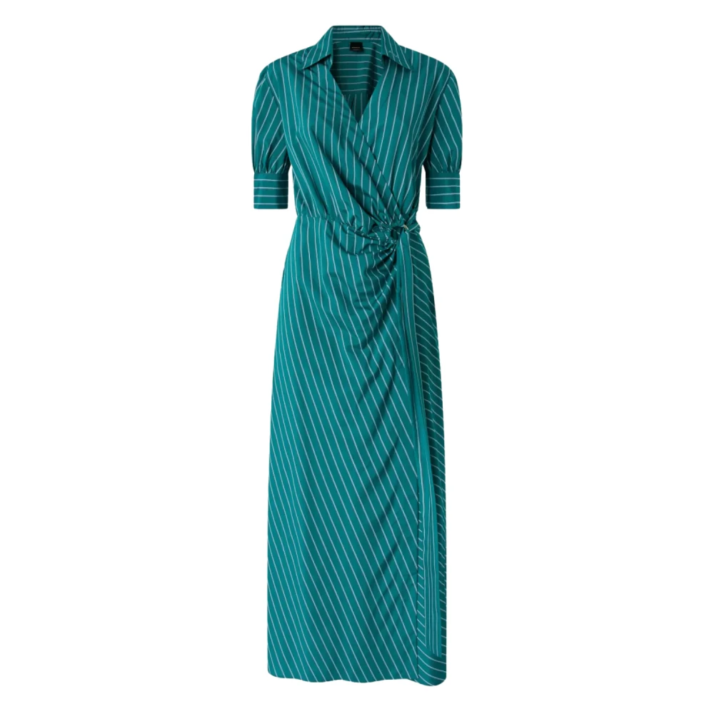 Pinko Women's Green Wrap Dresses, M, Alexandra Abito Tinto Filo Flu