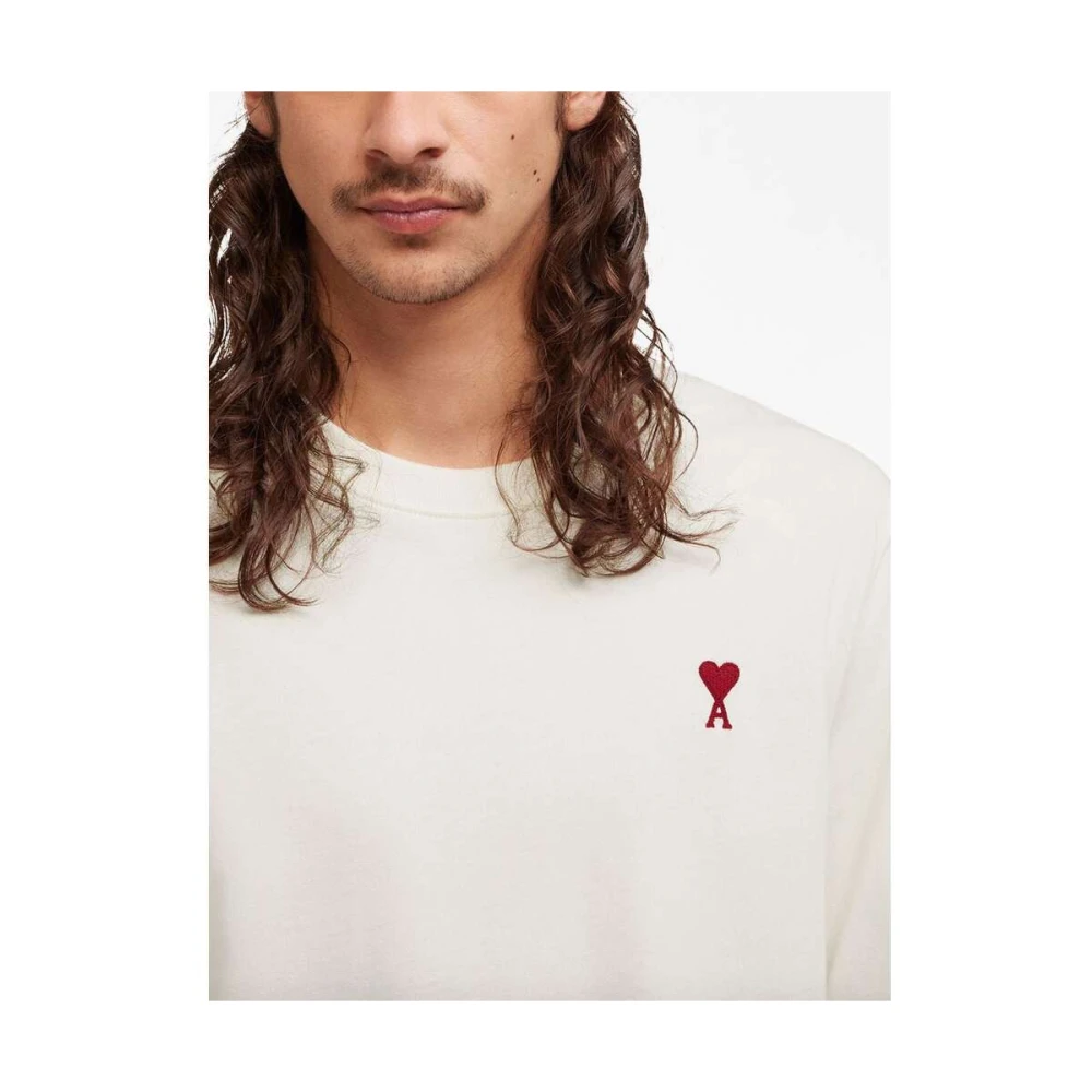 Ami Paris Geborduurd Logo T-shirt White Heren