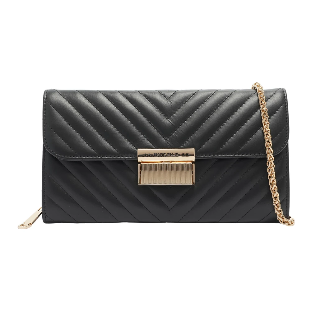 Marc Ellis Leren Schoudertas met Ketting Knoopsluiting Black Dames