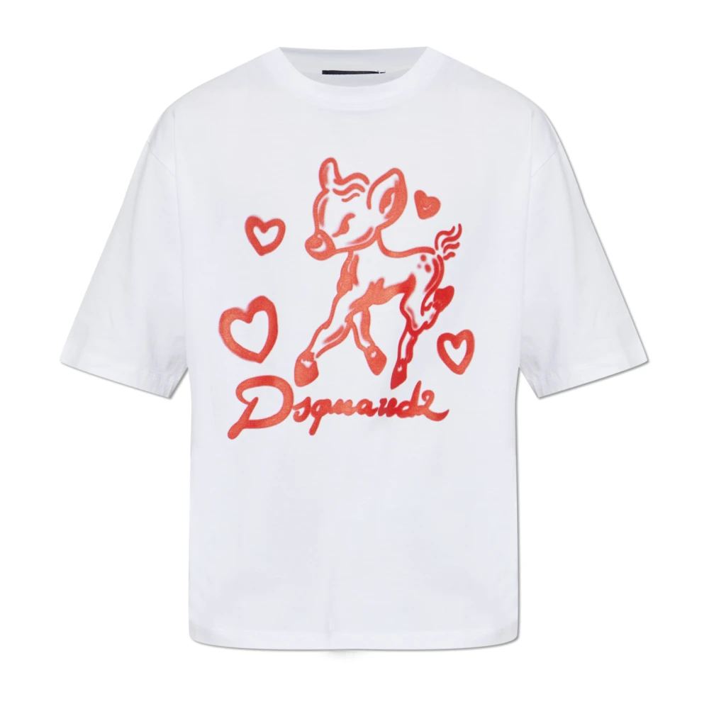 Dsquared2 , T-Shirts, Male, White, L, Logo T-Shirt