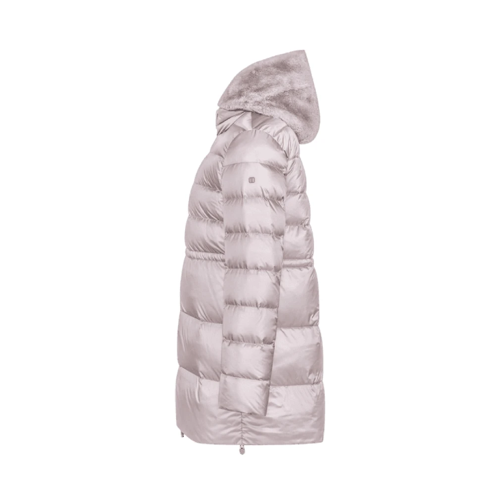 Duno Beige Hooded Puffer Jacket Selma Purple Dames