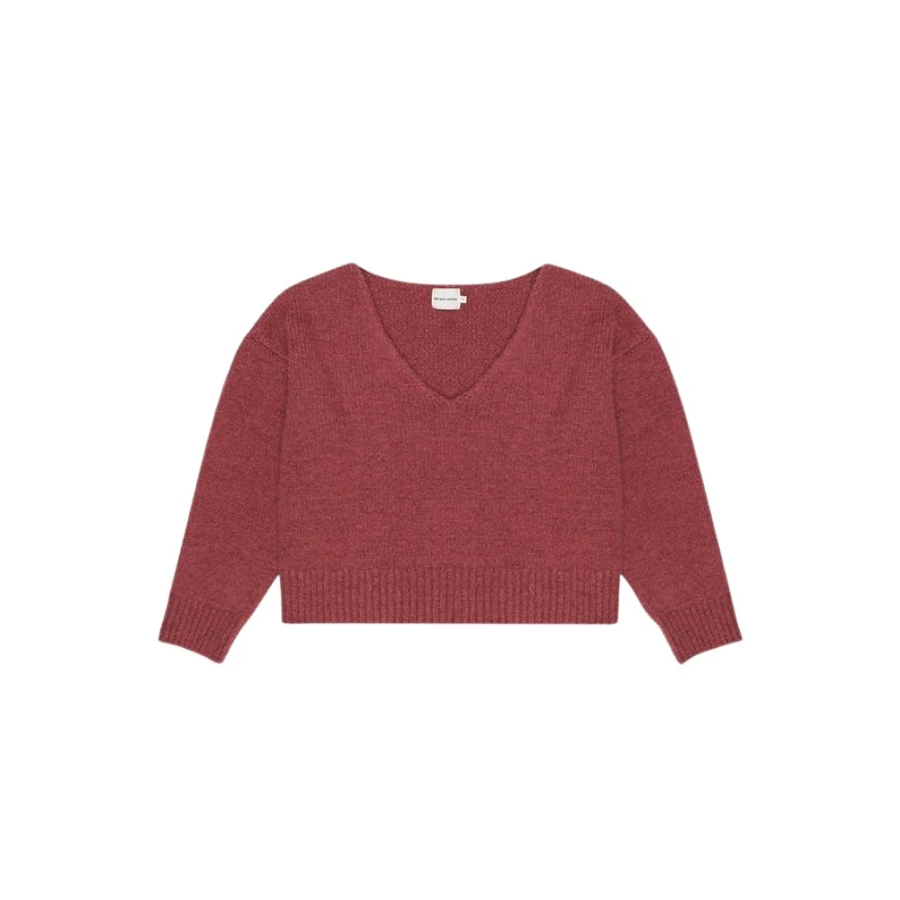 The New Society Mjuk V-ringad Jumper Rostad Karamell Red, Dam