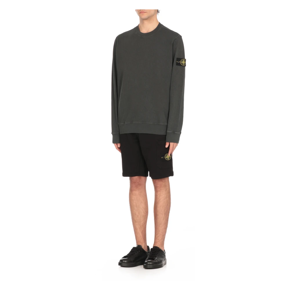 Stone Island Donkergrijze Katoenen Sweatshirt Ronde Hals Gray Heren