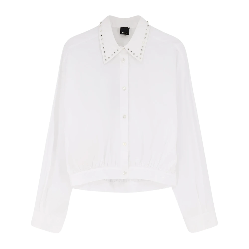 Pinko Vrouw Wit Overhemden Dames, M, Katoen, Shirt Met Puntkraag