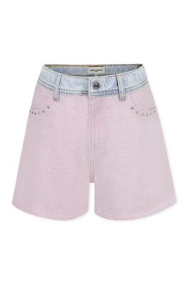 pink-denim-casual-shorts-with-embroidered-logo