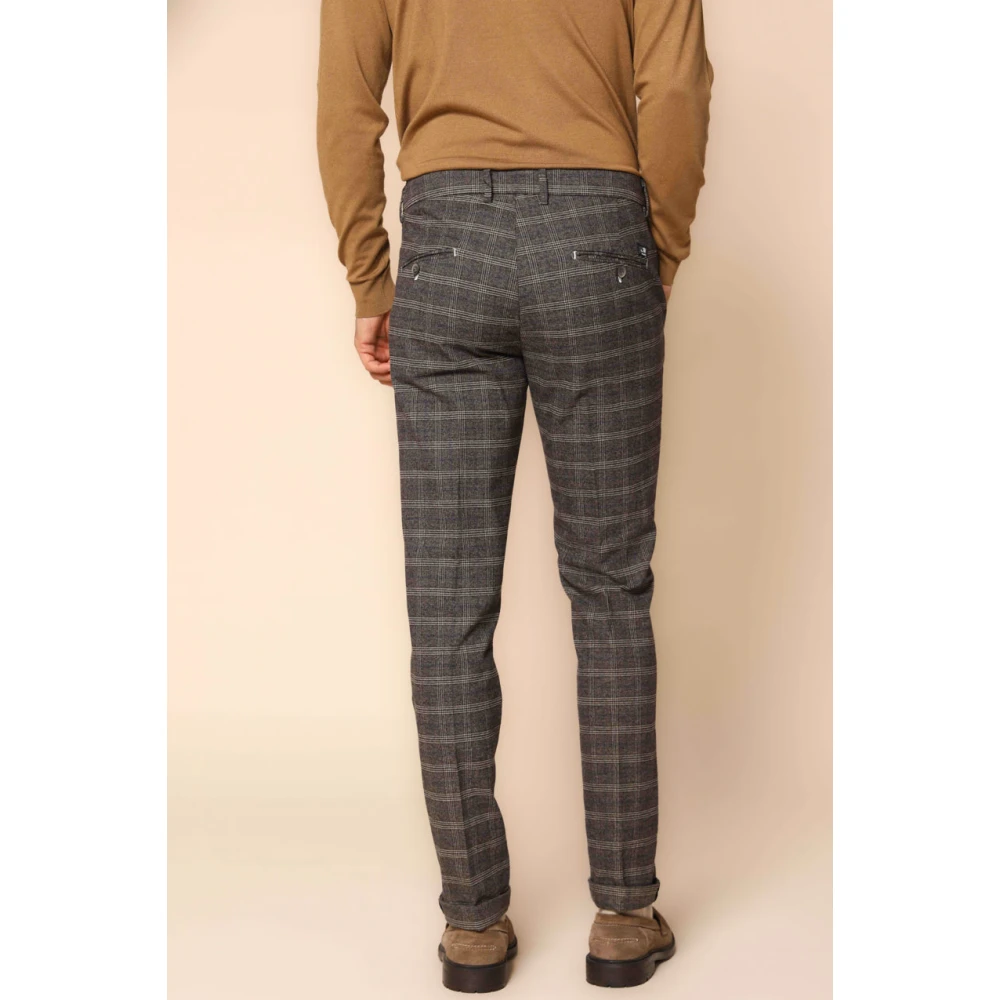 Mason's Slim Fit Katoenen Chino Broek met Glen Check Patroon Gray Heren