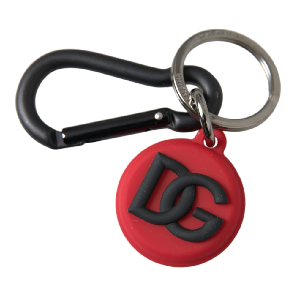 Dolce & Gabbana Logo Sleutelhanger Tas Bedels Messing Ring Black Unisex