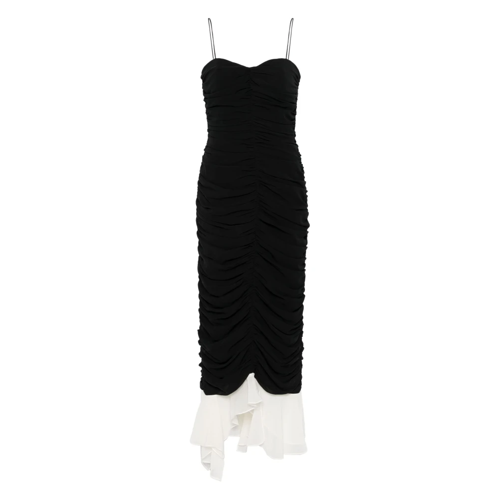 Rotate Birger Christensen Gelaagde Zwarte Midi Jurk Black Dames