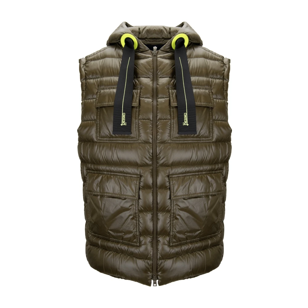 Herno Women's Green Short Hooded Down Vest