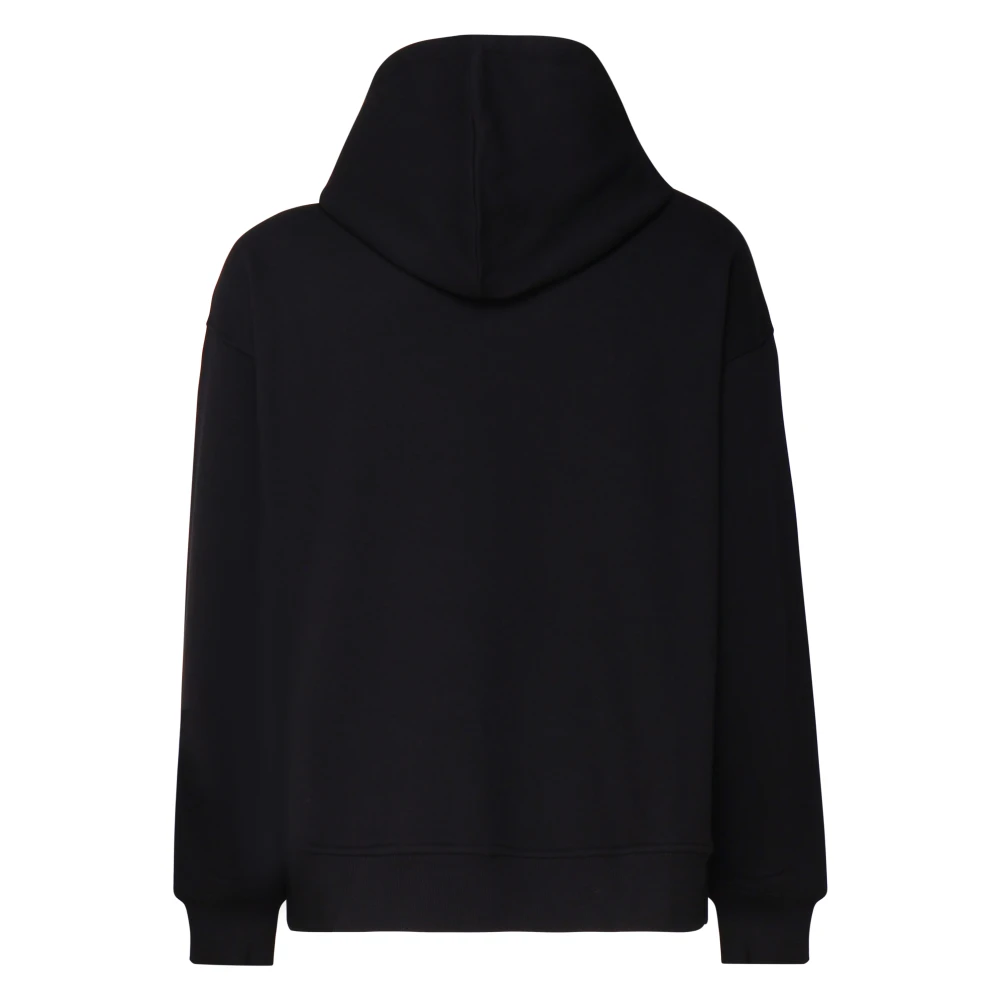Valentino Garavani Zwarte Katoenen Hoodie Kangoeroezakken Black Heren