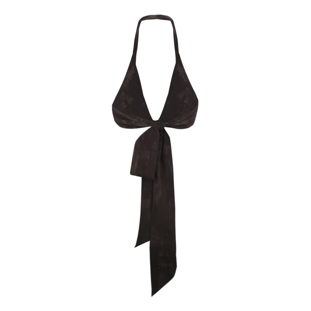 Cortana Stropdas zwart en groen gemêleerde zijden stretch top Black Dames