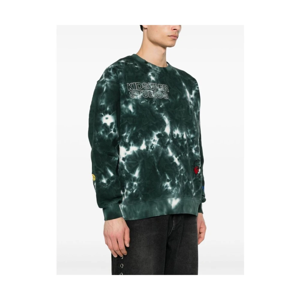 KidSuper Studios Groene Tie-Dye Sweater met Ronde Hals Green Heren