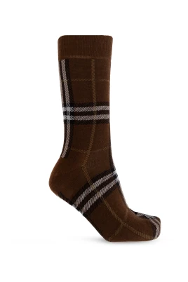 Vintage Check Intarsia Bomull Kasmirblandning Strumpor