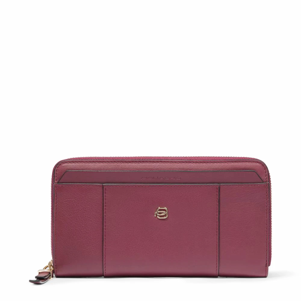 Piquadro Femme Rouge Accessoires, Taille: One Size Grand Portefeuille Avec 4 Soufflets, Porte-Monnaie, Porte-Cartes De Crédit Et Protection Rfid