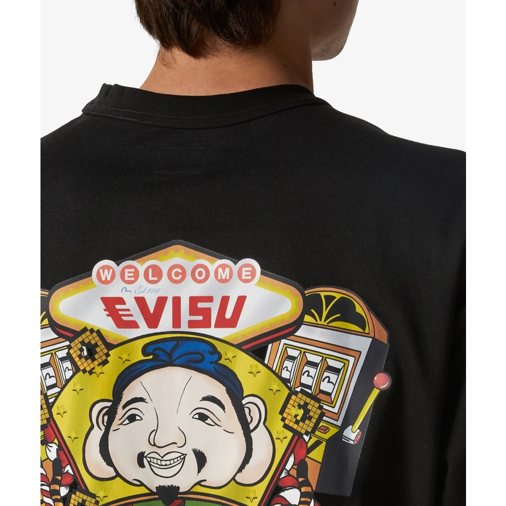 Evisu Zwart Katoen Regular Fit T-Shirt Black Heren