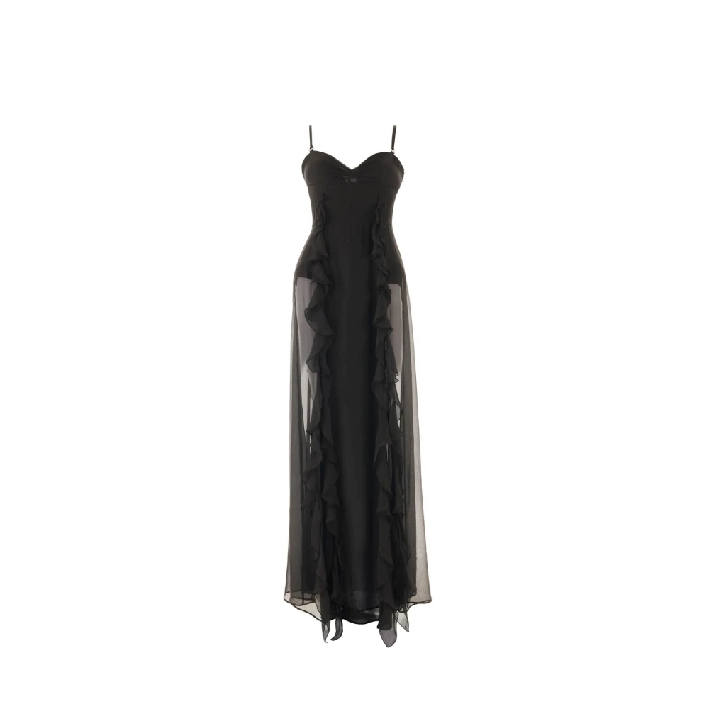 John Richmond Lange jurk met transparantie Black Dames