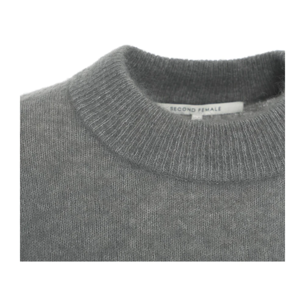 Second Female Grijze Gebreide Drop Shoulder Sweater Second Dames Gray Dames