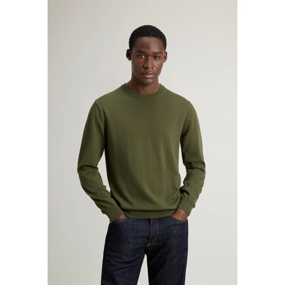 Woolrich Katoenen Crewneck Jersey Sweater Green Heren
