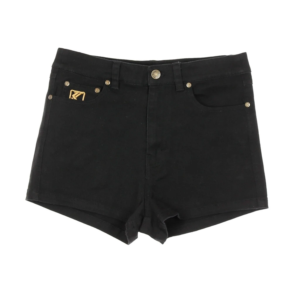 Karl Kani Zwarte Denim Shorts met Kani Logo Black Dames