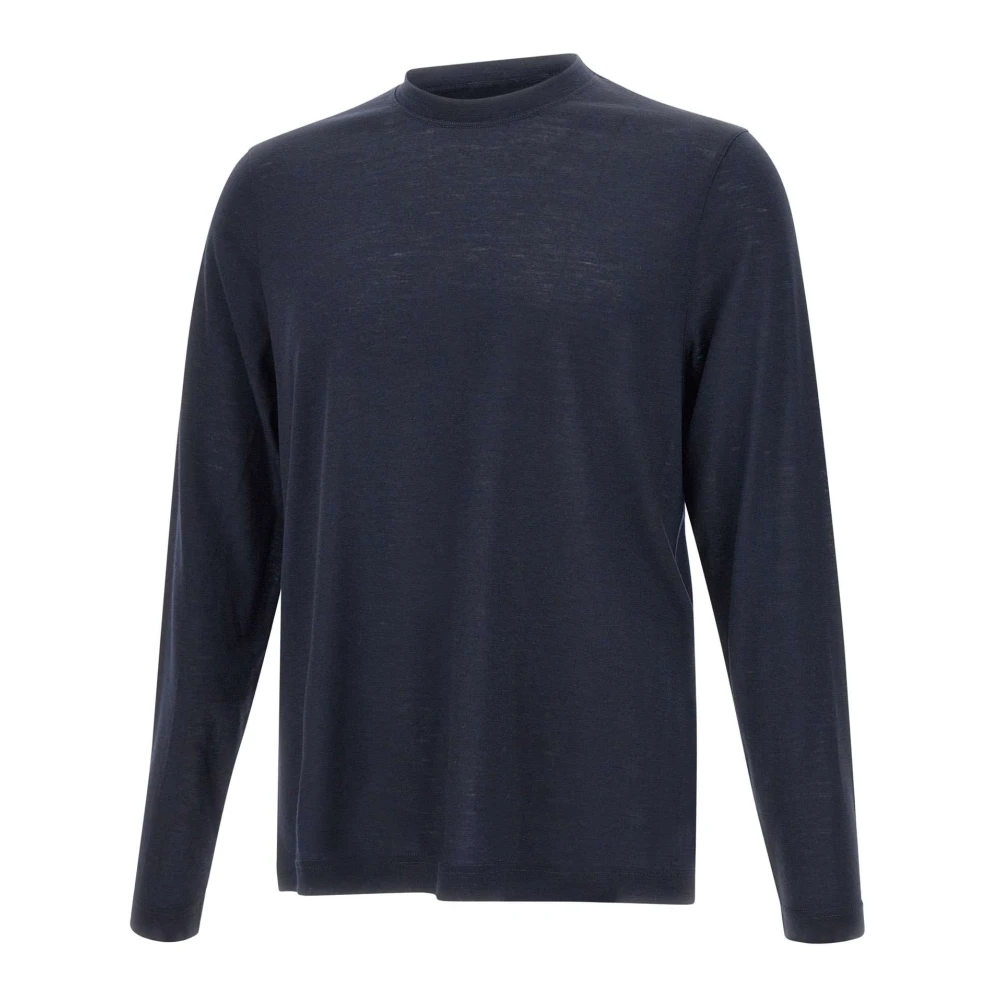 Filippo De Laurentiis Royal Merino Wol Crew Neck Sweater Blue Heren
