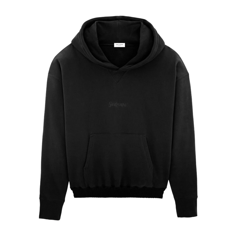Saint Laurent Zwarte capuchonkatoenen sweatshirt Black Heren