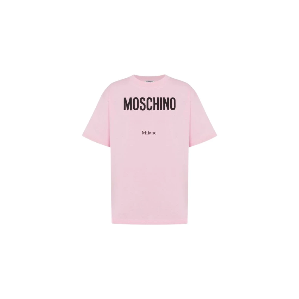 Moschino Pink T-Shirts, Female, L, Printed Cotton Jersey T-Shirt