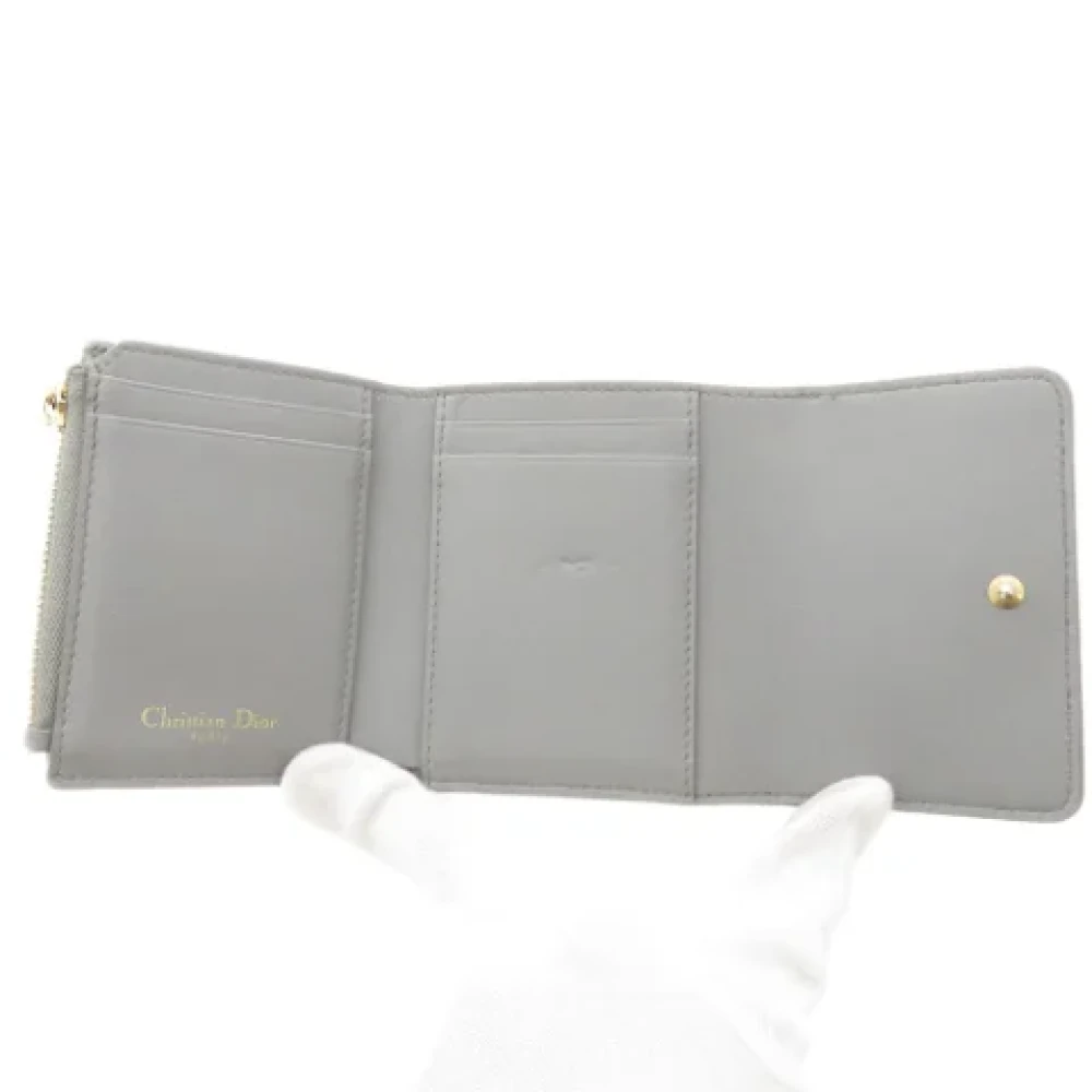 Dior Vintage Pre-owned Leather wallets Gray Dames