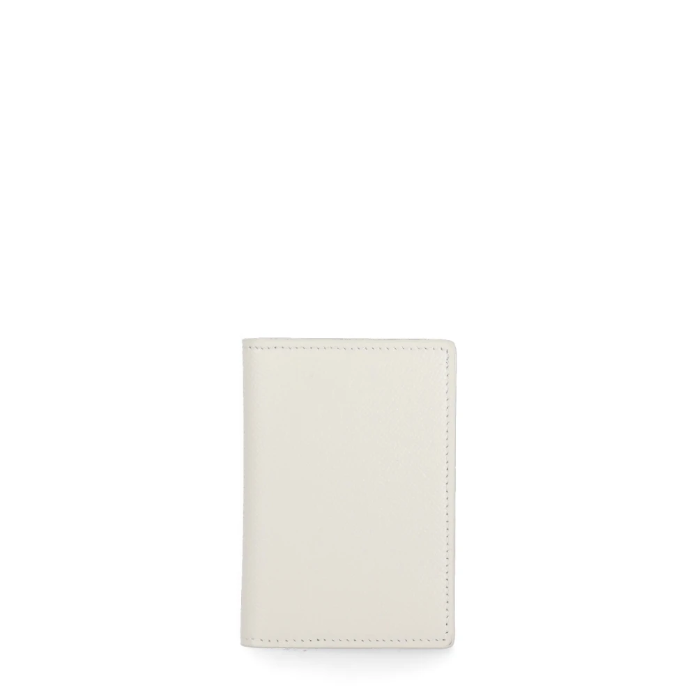 Maison Margiela Ivory Pebbled Leather Card Holder Beige Unisex